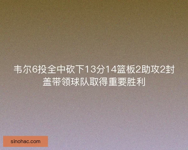 韦尔6投全中砍下13分14篮板2助攻2封盖带领球队取得重要胜利