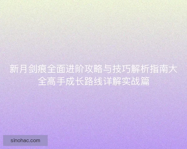 新月剑痕全面进阶攻略与技巧解析指南大全高手成长路线详解实战篇