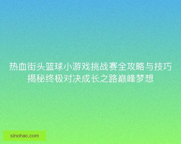 热血街头篮球小游戏挑战赛全攻略与技巧揭秘终极对决成长之路巅峰梦想